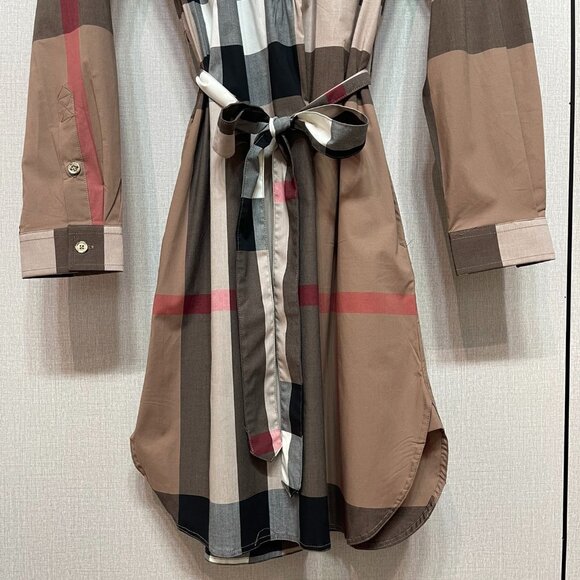 Burberry Plaid Print Knee-Length Dress - Brown Dresses - Picture 4 of 8